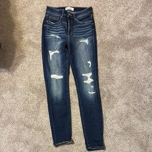 Buckle Dark Blue Ripped Skinny Jeans